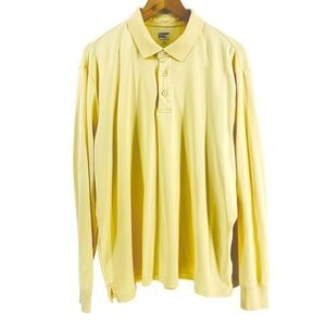 Lands’ End Traditional Fit Mens Polo Shirt Long Sleeve XL Yellow 10469